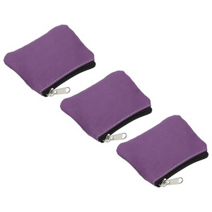 Unique Bargains Canvas Portable Change Coin Purse Pouch with Zipper 3 Pcs - 1 of 4