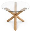 Poly & Bark 37.4" Kennedy Glass Top Round Wood Dining Table - 4 of 4