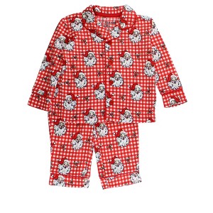 RuffleButts Toddler Gender Neutral Holiday Button Up Pajama Set - 1 of 4