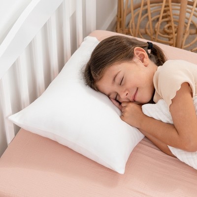White Cotton Toddler Pillow with Pillowcase, 13"x18"