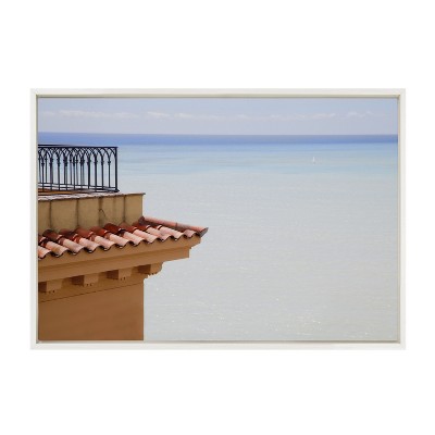 Kate and Laurel Sylvie Castle Hill Nice Framed Canvas by Golie, 23x33, White