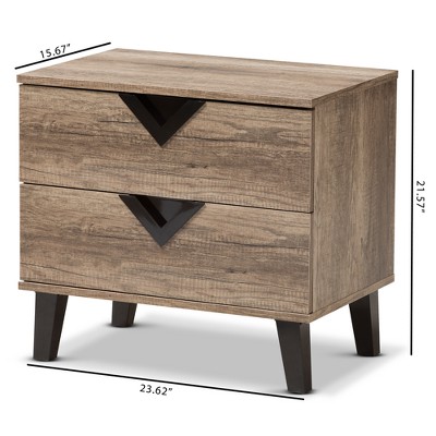 Swanson Light Brown Oak 2-Drawer Nightstand