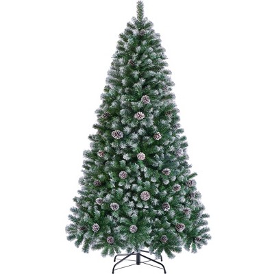 Yaheetech 4.5Ft/6Ft/7.5Ft Pre-decorated Frosted Artificial Christmas Tree