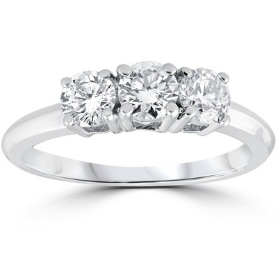 Pompeii3 1ct 3-stone Diamond Engagement Ring 14k White Gold - Size 7 ...