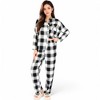 Anna-Kaci Lounge Women's Classic Black and White Plaid Pajama Set with Button-Up Long Sleeve Top and Relaxed Fit Pants- Black,Small - 2 of 4