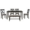 CAVINAS Dining Table Set for 6 Wooden Rectangular Dining Table with 4 Fabric Chairs and Bench for Kitchen - 2 of 4