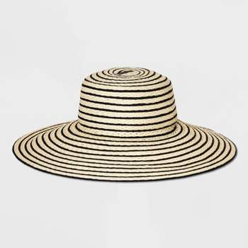 Striped Straw Down Brim Hat - A New Day™ Natural/Black