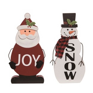 Transpac Wooden Standing Santa/Snowman Decor Set of 2 Christmas Home Decorations - 1 of 1