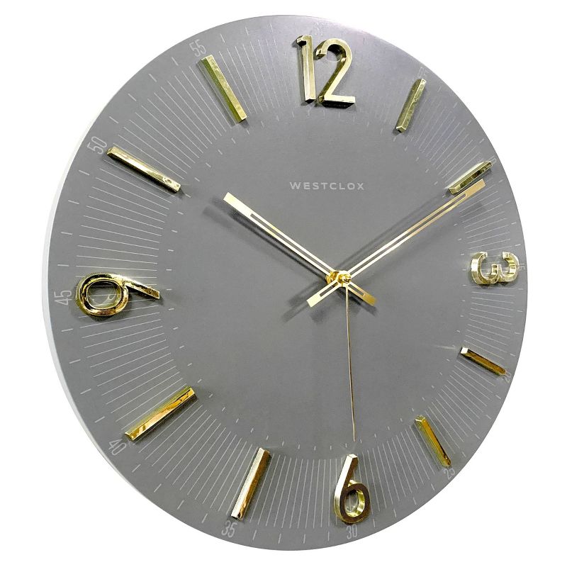 Contemporary Analog 16&#34; Quartz with Raised Gold Numbers Gray Wall Clock - Westclox, 5 of 6