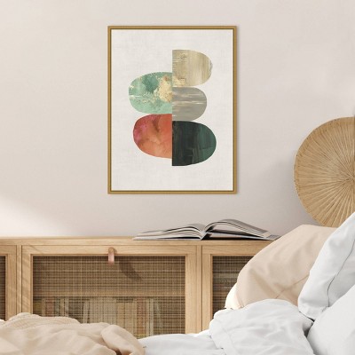 18" x 24" Multicolor Abstract Canvas with Gold Frame