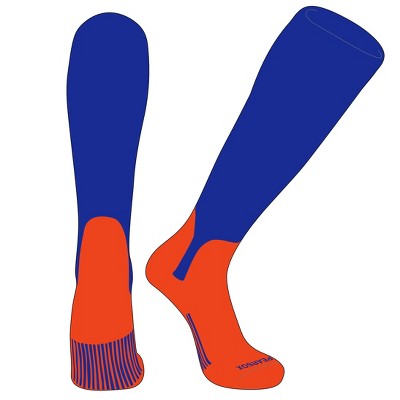 PEAR SOX OTC Baseball Softball Stirrup Socks (S, 5in) Royal, Orange (L)