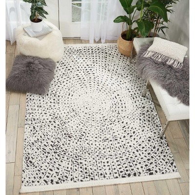 Tribal Touch Black and White Handmade Wool Area Rug 47" x 71"