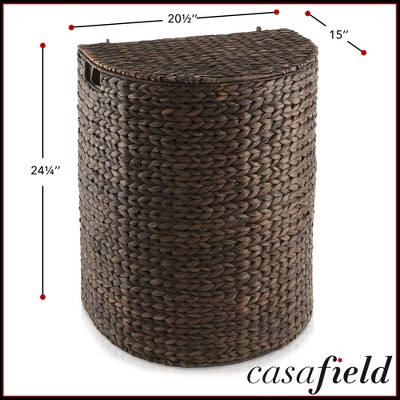 Espresso Wicker Half-Moon Laundry Hamper with Lid
