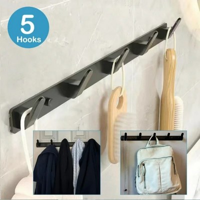 LunaLulinlk Coat Rack Wall Mount with 5 Hooks, Black Coat Hangers for Wall, Aluminum Coat Hooks Hat Hooks Suitable