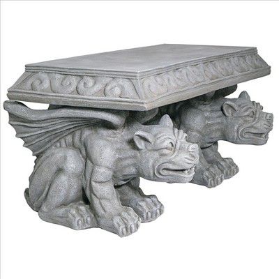 Blair Castle 31" Faux Stone Resin Gargoyle Bench