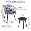 3Pcs Bistro Table Chair Set Of Heavy Duty 250lbs Wight Capacity, Wicker Set With 2 Chairs Tempered Glass Coffee Table, Conversation Furniture - 3 of 4