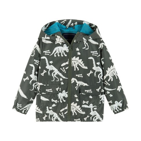 Andy Evan Toddler Grey Dino Print Color Change Raincoat Gray