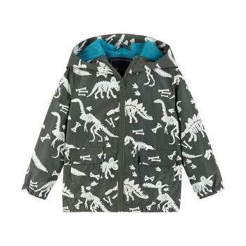 Andy & Evan  Toddler Grey Dino Print Color Change Raincoat