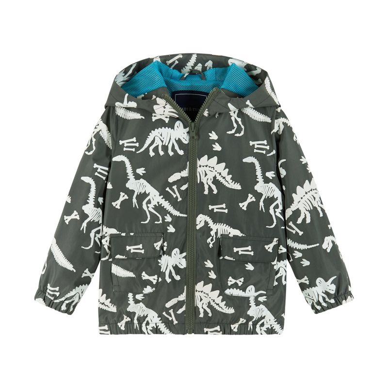 Andy & Evan  Toddler Grey Dino Print Color Change Raincoat, 1 of 4