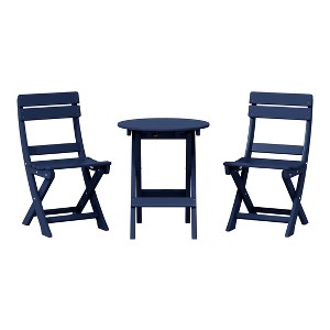 WestinTrends Malibu 3-Piece Outdoor HDPE Folding Patio Bistro Table and Chairs - 1 of 4
