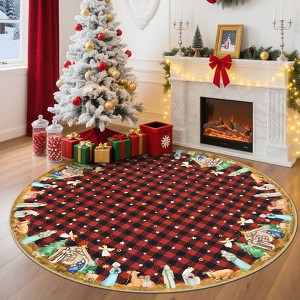 Christmas Area Rugs for Living Room Bedroom Xmas Themed Plaid Festival Winter Decorations Rugs Soft Foldable Accent Rug - 1 of 4