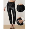 Allegra K Women's Drawstring High Waist Faux Leather Tapered Joggers Pants - 2 of 4