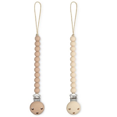 Image of Pacifier Clip for Boys and Girls by Comfy Cubs - Beige & Light Beige