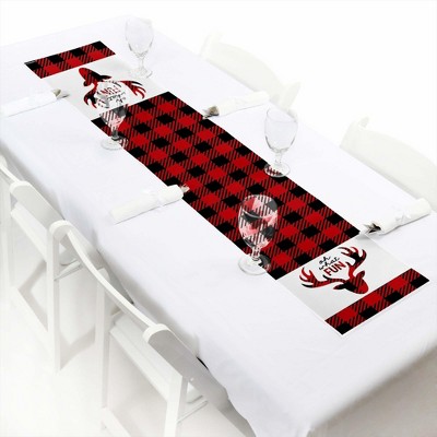 Big Dot of Happiness Prancing Plaid - Petite Christmas and Holiday Buffalo Plaid Party Paper Table Runner - 12 x 60 inches