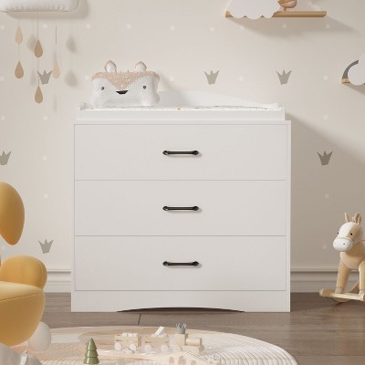 Image of Famapy White 35.4"W Changing Table Dresser with 3 Drawers