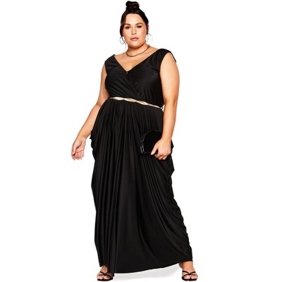 Women's Plus Size Athena Goddess Maxi Dress - Black | City Chic : Target