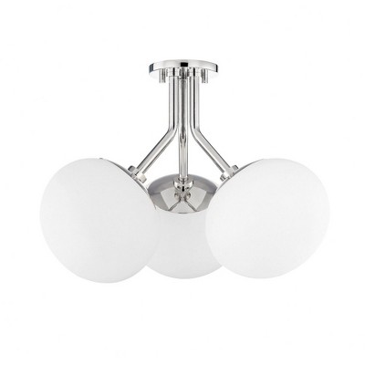 Mitzi Estee 3 - Light Semi-Flush Mount in  Polished Nickel White Shade