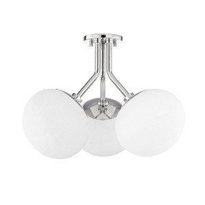 Mitzi Estee 3 - Light Semi-Flush Mount in  Polished Nickel White Shade - 1 of 3