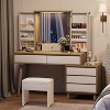 Makeup Vanity Dressing Table with Mirror, Vanity Desk 3 Color Lighting Modes and 6 Storage Drawers, Brightness Adjustable Vanity Desk for Bedroom - 3 of 4
