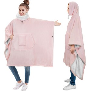 PAVILIA Wearable Blanket Women Men, Oversized Hoodie Sweatshirt Sweater Neck Warmer, Fleece Soft Hug Sleep Pod - 1 of 4