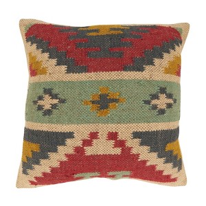Saro Lifestyle Kilim Collection Kilim Design Down Filled Throw Pillow, 20", Multicolored - 1 of 2