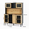 VANIRROR 59" Farmhouse Buffet Sideboard Cabinet with Door, Coffee Bar Cabinet with Bottle Rack, Kitchen Pantry for Living Room, Black &Naturala - 3 of 3