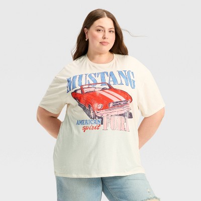 Women's Mustang Oversized Graphic T-Shirt - Off-White