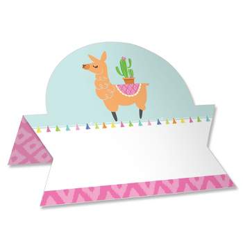 Big Dot of Happiness Whole Llama Fun - Llama Fiesta Baby Shower or Birthday Party Tent Buffet Card - Table Setting Name Place Cards - Set of 24