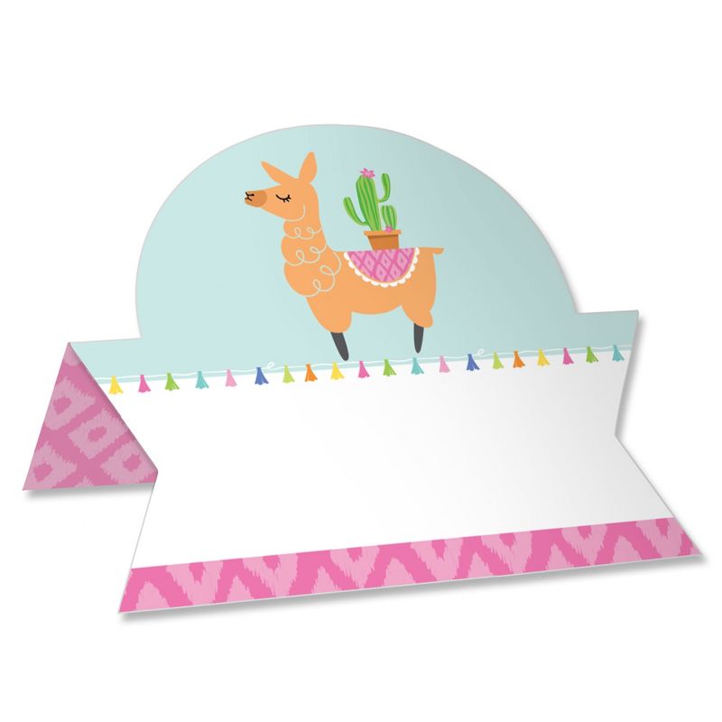Big Dot of Happiness Whole Llama Fun - Llama Fiesta Baby Shower or Birthday Party Tent Buffet Card - Table Setting Name Place Cards - Set of 24, 1 of 9