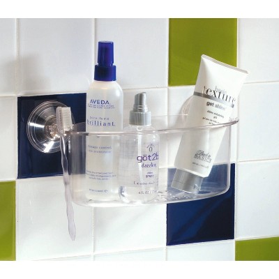 Clear Plastic Suction Wall Storage Basket with Drain Holes