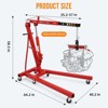 2-Ton Heavy Duty Folding Engine Hoist - Shop Crane with 6 Casters & Engine Lift Lever, 4000LB Capacity, for Automotive, Workshop Use - 2 of 4