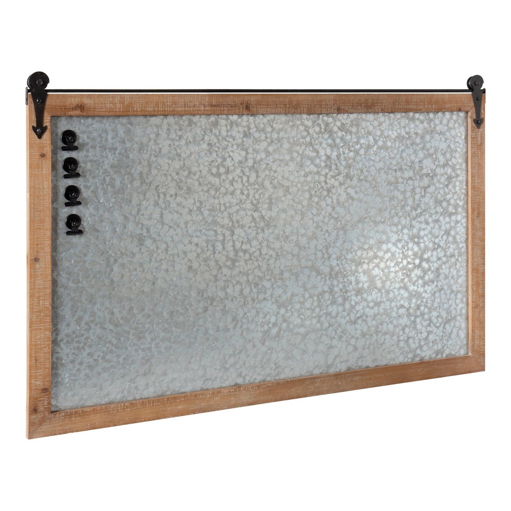 Photos - Dry Erase Board / Flipchart 40" x 26" Cates Barn Door Wood Framed Magnet Board Rustic Brown - Kate & L