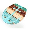 Generic Blue Aqua 3Pcs Rustic Wood Nautical Anchor Pedestal Rug & Toilet Seat Lid Cover & Non-slip Rubber Floor Mat Set - 4 of 4