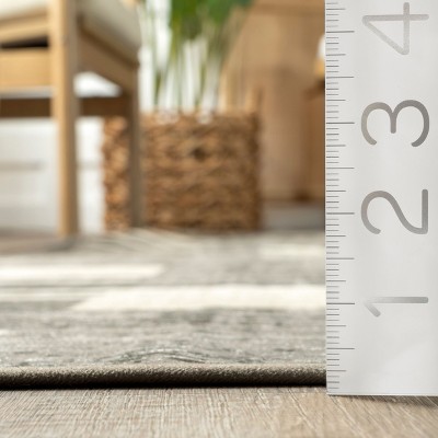 Gray Geometric Flat Woven Round Cotton Area Rug