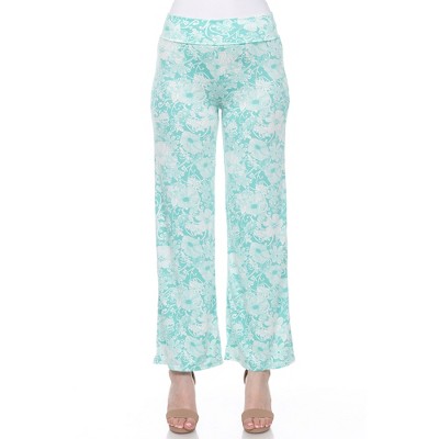 Women's Floral Paisley Wide Leg Palazzo Pants - White Mark
