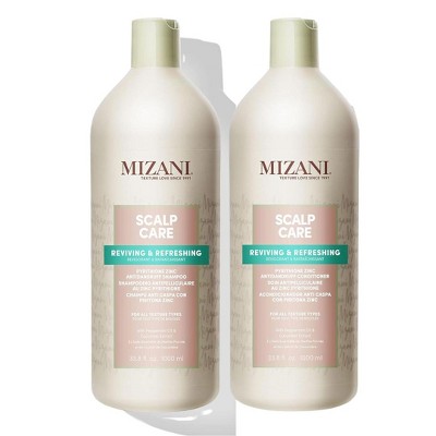 Mizani Scalp Care Dandruff Shampoo & Conditioner (33.8 oz XXL LITER  | Controls Scalp Flaking | For Curly Hair - DUO SET Kit