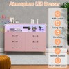 Dresser for Bedroom with LED Lights – 6 Drawer Dressers with Charging Station, Wood Storage Chest for Entryway - 3 of 4