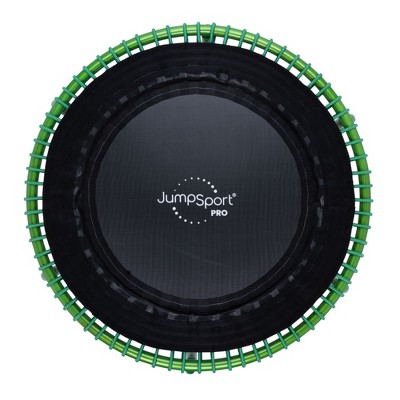 JumpSport 350 PRO Fitness Trampoline, Cardio Workout, No-Tip Arched Legs Home Gym Equipment with Adjustable Bungees & 60 Day Trial Video, 39", Green