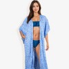 Anna-Kaci Swim Women's Long Leopard Print DusterCover Up with Wide Sleeves and Open Front- One Size Fits Most, Blue - 2 of 4