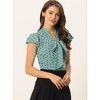 INSPIRE CHIC Women's Polka Dots Tie V Neck Flutter Cap Sleeve Blouse - 2 of 4